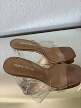 ✨ Public Desire Clear Block Heel Mule Sandals UK6 US8