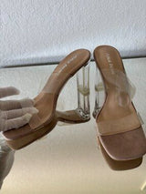✨ Public Desire Clear Block Heel Mule Sandals UK6 US8