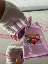 🌈 Cute Care Bears sunglasses with matching pink drawstring pouch 💕