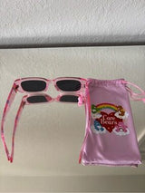 🌈 Cute Care Bears sunglasses with matching pink drawstring pouch 💕
