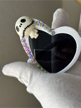 NWT White Heart Skull Rhinestone Sunglasses w/ Box 💀💎🕶️✨