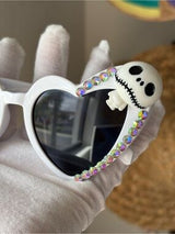NWT White Heart Skull Rhinestone Sunglasses w/ Box 💀💎🕶️✨