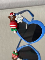 💙 Christmas Heart Sunglasses Blue Holiday Party Glasses 🎄