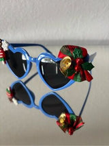 💙 Christmas Heart Sunglasses Blue Holiday Party Glasses 🎄