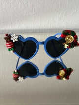 💙 Christmas Heart Sunglasses Blue Holiday Party Glasses 🎄