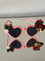 💗 Christmas Heart Sunglasses Pink Holiday Party Glasses 🎄