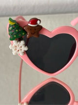💗 Christmas Heart Sunglasses Pink Holiday Party Glasses 🎄