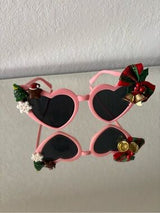 💗 Christmas Heart Sunglasses Pink Holiday Party Glasses 🎄
