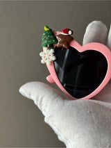 💗 Christmas Heart Sunglasses Pink Holiday Party Glasses 🎄