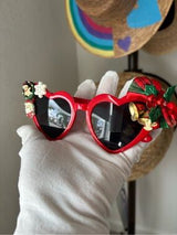 ❤️ Christmas Heart Sunglasses Red Holiday Party Glasses 🎄