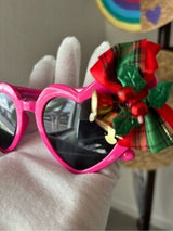 💖 Christmas Heart Sunglasses Hot Pink Holiday Glasses 🎄