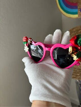 💖 Christmas Heart Sunglasses Hot Pink Holiday Glasses 🎄