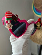 💖 Christmas Heart Sunglasses Hot Pink Holiday Glasses 🎄