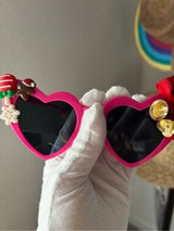 💖 Christmas Heart Sunglasses Hot Pink Holiday Glasses 🎄