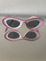 🎀 Pink White Oval Sunglasses Retro Fashion Glasses 🕶️
