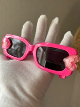 💖 Hot Pink Glitter Heart Sunglasses Rectangle Shades 🕶️