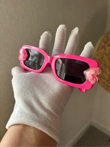 💖 Hot Pink Glitter Heart Sunglasses Rectangle Shades 🕶️