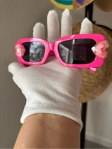 💖 Hot Pink Glitter Heart Sunglasses Rectangle Shades 🕶️