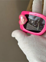 💖 Hot Pink Glitter Heart Sunglasses Rectangle Shades 🕶️