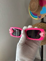💖 Hot Pink Glitter Heart Sunglasses Rectangle Shades 🕶️
