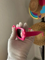 💖 Hot Pink Glitter Heart Sunglasses Rectangle Shades 🕶️