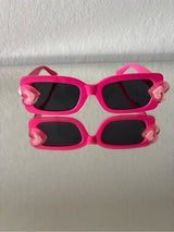 💖 Hot Pink Glitter Heart Sunglasses Rectangle Shades 🕶️