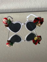 🤍 Christmas Heart Sunglasses White Holiday Party Glasses 🎄