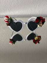 🤍 Christmas Heart Sunglasses White Holiday Party Glasses 🎄