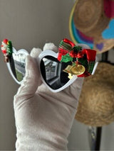 🤍 Christmas Heart Sunglasses White Holiday Party Glasses 🎄