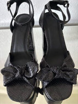 🖤 New Black Snake Print Bow Platform Heels US 8.5/9 EU 39
