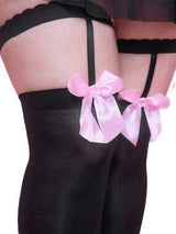 🎀 Black Pink Bow Over-The-Knee Stockings One Size