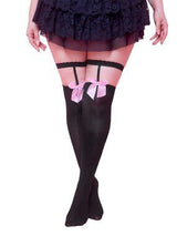 🎀 Black Pink Bow Over-The-Knee Stockings One Size