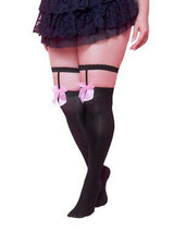 🎀 Black Pink Bow Over-The-Knee Stockings One Size