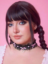 🎀 Black Lace Lolita Bow Heart Choker Necklace