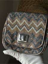 Sparkly Chevron Mini Crossbody Bag Chain Strap
