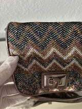 Sparkly Chevron Mini Crossbody Bag Chain Strap