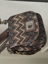Sparkly Chevron Mini Crossbody Bag Chain Strap
