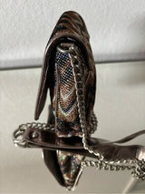 Sparkly Chevron Mini Crossbody Bag Chain Strap