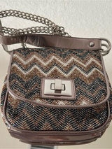 Sparkly Chevron Mini Crossbody Bag Chain Strap