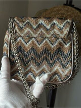 Sparkly Chevron Mini Crossbody Bag Chain Strap