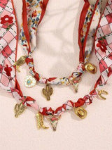 2pc Western Bandana Scarf Charm Necklace Cowgirl Boot Cactus