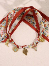 2pc Western Bandana Scarf Charm Necklace Cowgirl Boot Cactus