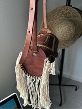 🤎 Vintage Boho Tooled Leather Fringe Crossbody Purse – Handmade in Mexico