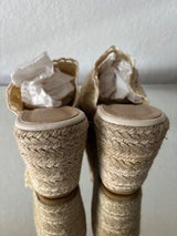 🤍 Cream Crochet Espadrille Wedge Mule Sandals US 8–8.5