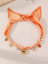 🧡 Peach Orange Scarf Necklace with Heart Starfish Pearl & Coral Charms