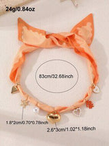 🧡 Peach Orange Scarf Necklace with Heart Starfish Pearl & Coral Charms