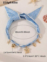 Baby Blue Ocean Charm Scarf Necklace Starfish Shell Heart Pearl 🐚