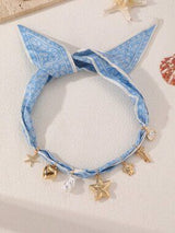Baby Blue Ocean Charm Scarf Necklace Starfish Shell Heart Pearl 🐚