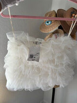 NWT Forever 21 Vanilla Tulle Ruffle Tube Top Size M