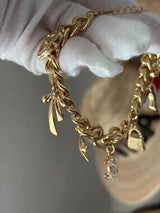 ✨ Glam Gold-Tone Charm Bracelet with Crystal Accents ✨
